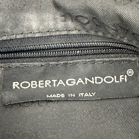 Roberta Gandolfi Black Leather & Calf Hair Hobo Bag Embossed Reptile & Zippers - Picture 7 of 10